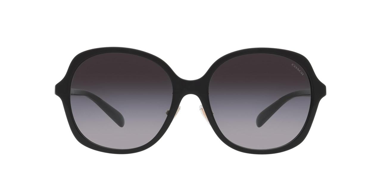 COACH HC8360F Low Bridge Fit Sunglasses, Black/Grey Gradient, 58 mm