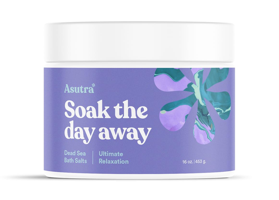 ASUTRA Dead Sea Bath Salts (Ultimate Relaxation), 16 oz - Soak in Rich & Vital Healing Minerals - Relax & Calm Your Mood with Lavender, Cedarwood, & Marjoram Essential Oils