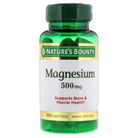 Thumbnail for Nature's Bounty Magnesium, 500 mg Coated Tablets, Mineral Supplement, Supports Bone and Muscle Health, Gluten Free, Vegetarian, 100 Count (Pack of 3)
