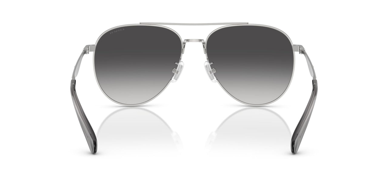 COACH Women's HC7169 Aviator Sunglasses, Shiny Silver/Grey Gradient, 57 mm