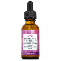 Thumbnail for Heritage Store Nascent Colloidal Iodine Drops 246mcg, Liquid Supplement with Nascent Iodine from Atlantic Kelp, Bioavailable, Vegan, Approx. 480 Servings, 1oz