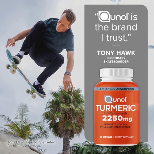 Qunol Turmeric Curcumin with Black Pepper, 2250mg Turmeric Extract with 95% Curcuminoids, Extra Strength Turmeric Supplement, Enhanced Absorption, Joint Support Supplement, 150 Vegetarian Capsules