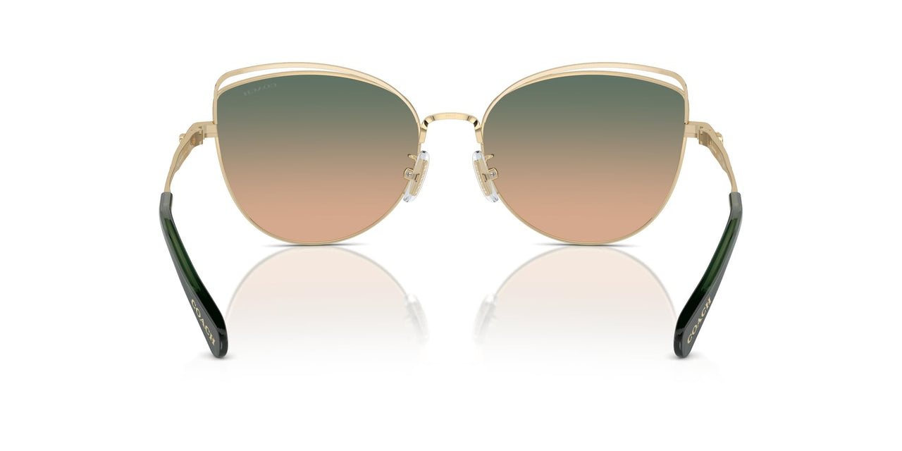 COACH Women's HC7162 Cat Eye Sunglasses, Shiny Light Gold/Pine/Green Champagne Gradient, 57 mm