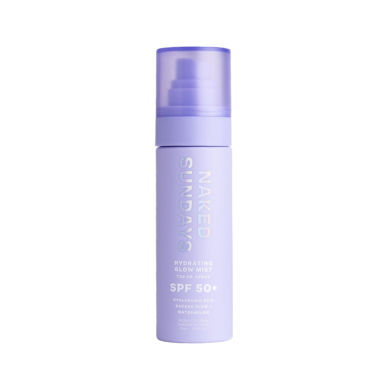 Naked Sundays SPF 50 Hydrating Glow Face Mist - Daily Sunscreen Spray & Makeup Setting Spray with Hyaluronic Acid, Lightweight, Non-Greasy & Hydrating, 75ml