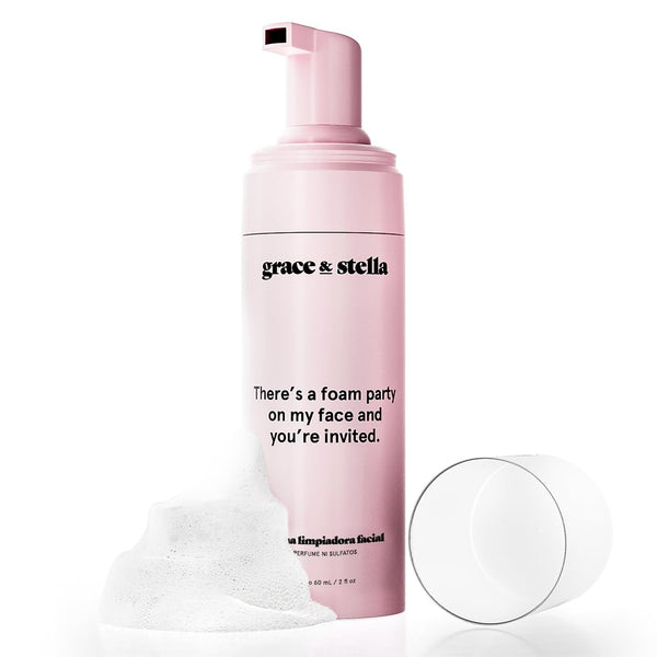 grace & stella Award Winning Foaming Facial Cleanser (60ml) - Sensitive Skin Face Wash - Vegan Foaming Cleanser - Limpiador - Hydrating - Face Wash Sensitive Skin - For Dry Skin