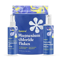 Thumbnail for ASUTRA Ultimate Topical Magnesium Bundle, 4 fl oz Magnesium Oil Spray, 2 lb Bag of Bath Flakes, 6.76 fl oz Everyday Lotion, Derived from Zechstein Seabed