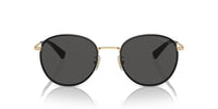 Thumbnail for COACH Men's HC7163 Round Sunglasses, Shiny Light Gold/Black/Grey Solid, 52 mm