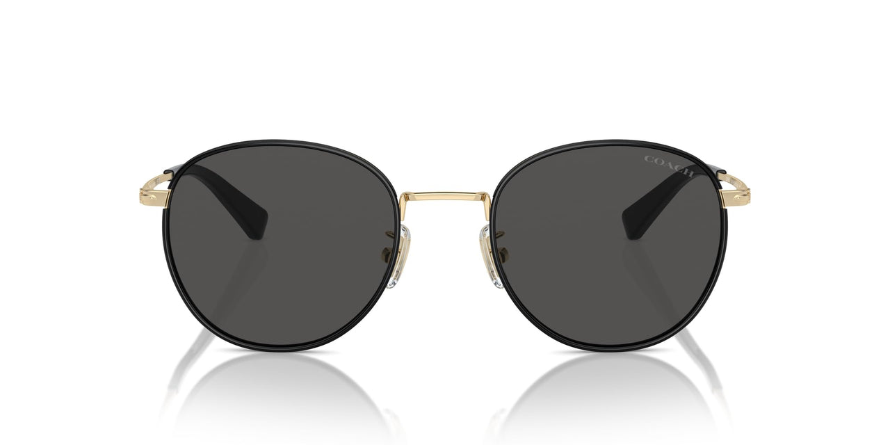 COACH Sunglasses HC 7163 934687 Shiny Light Gold/Black Grey Solid Polyamide St