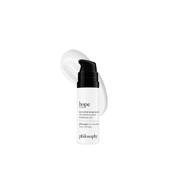 philosophy hope in a jar eye revival serum eye cream - with hyaluronic acid, elderberry extract & tangerine peel extract- hydrates and reduces puffiness - 0.5 fl oz