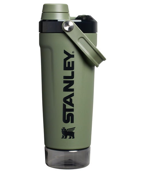 STANLEY Vitalize Shaker Bottle 20 oz | Leakproof Insulated Stainless Steel Shaker Cup | Base Storage and Twist On Fast Flow Lid | Protein Shakes and Pre Workout Powder | BPA-Free | Dried Pine