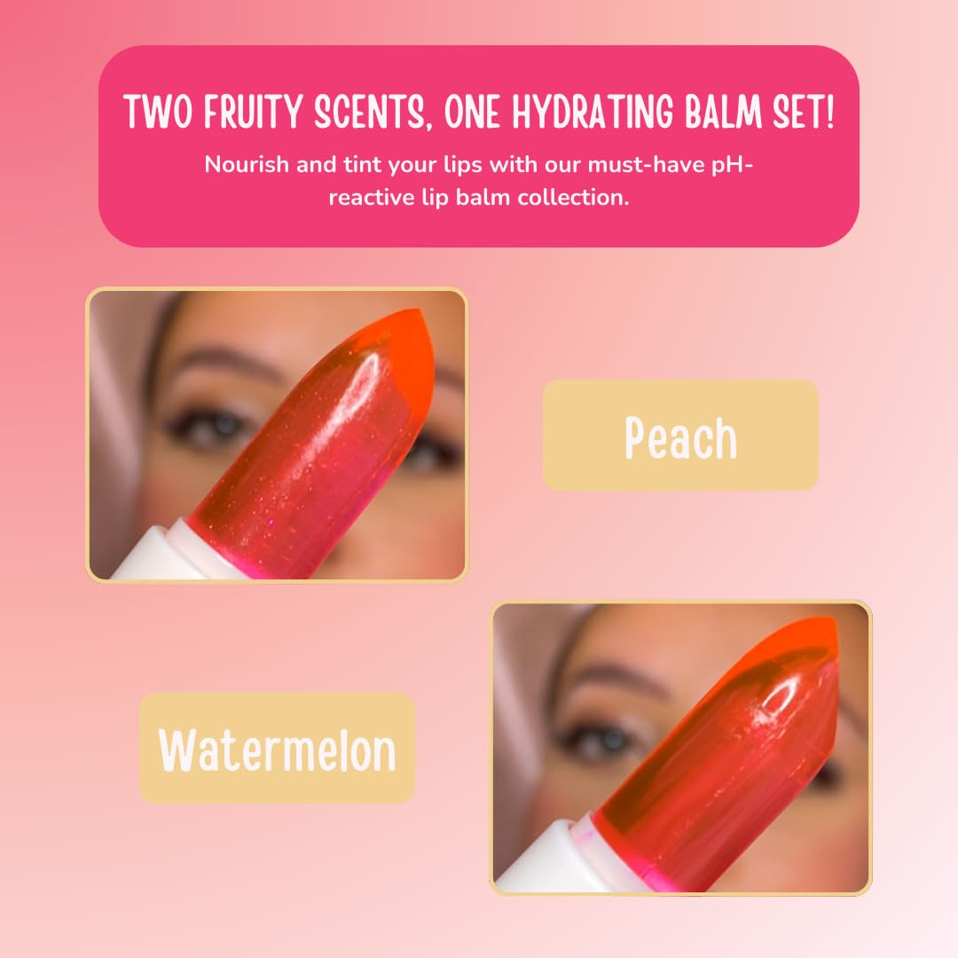 Rude Cosmetics Lip Balm Hydrating, Nourishing Lipbalm Set for Women, Lip Moisturizer for Dry Cracked Lips, Vegan & Cruelty-Free, Manga Collection/Watermelon & Peach