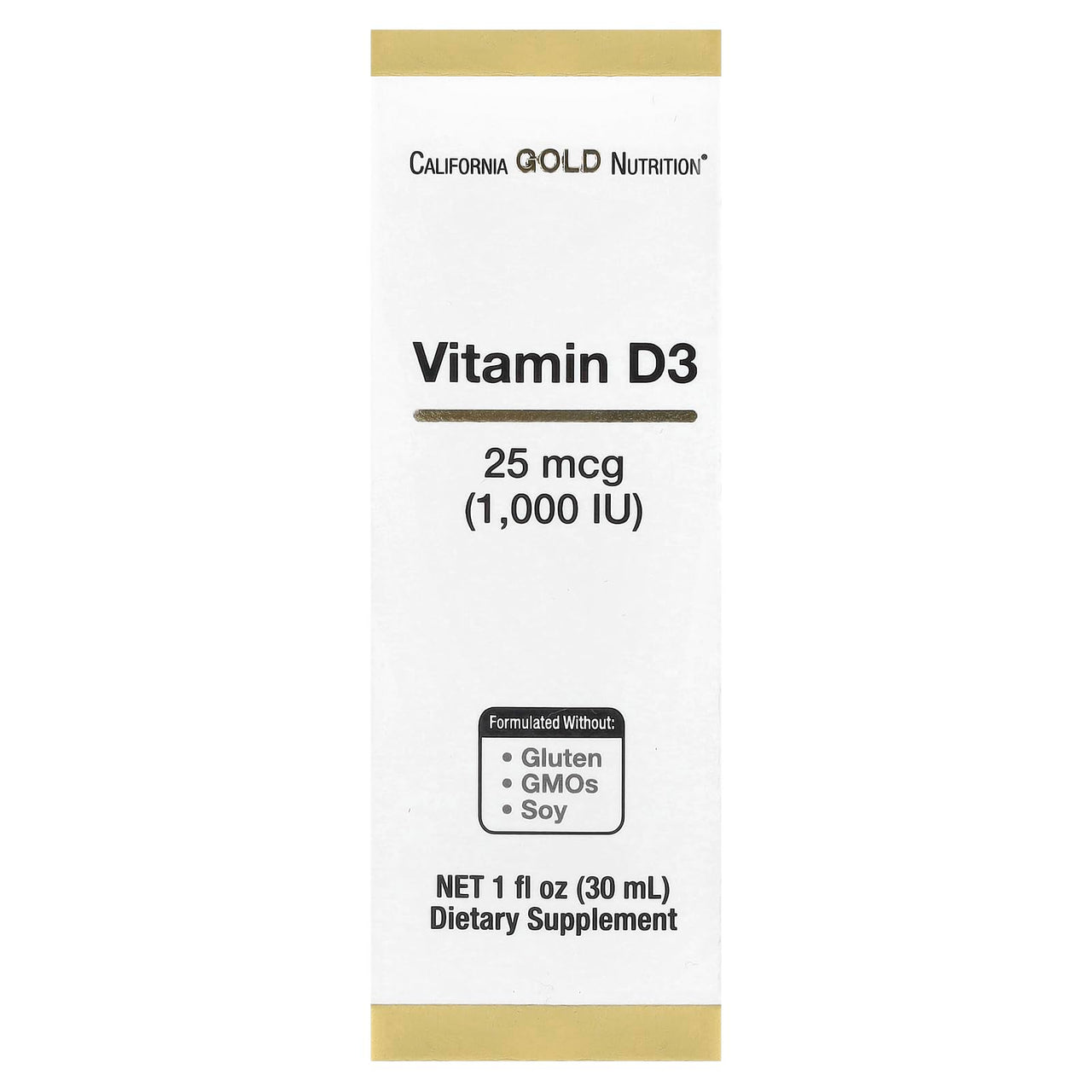 California Gold Nutrition Vitamin D3, 25 mcg (1,000 IU), 1 fl oz (30 ml)