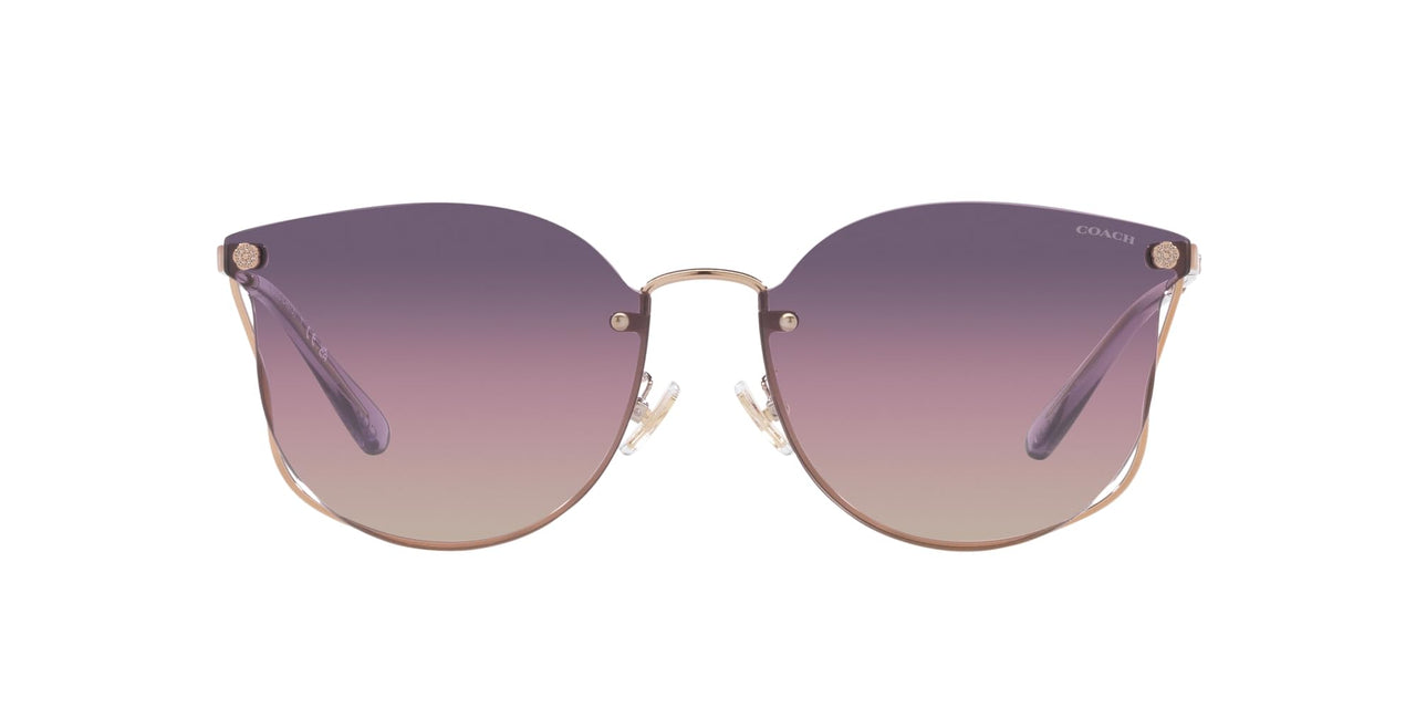 Coach HC7151D Sunglasses, Shiny Rose Gold/Transparent Purple, 63 mm