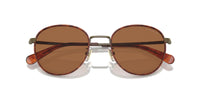 Thumbnail for COACH Men's HC7163 Round Sunglasses, Antique Gold/Amber Tortoise/Amber Solid, 52 mm