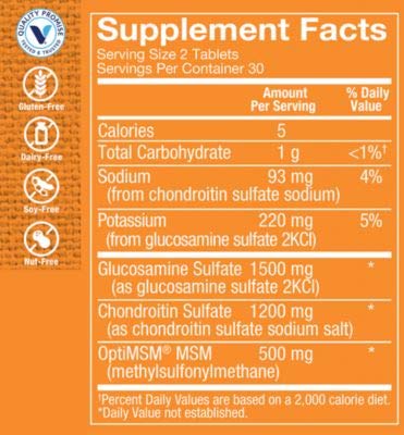 The Vitamin Shoppe Triple Strength Glucosamine Chondroitin with MSM 1,500 MG (60 Tablets)