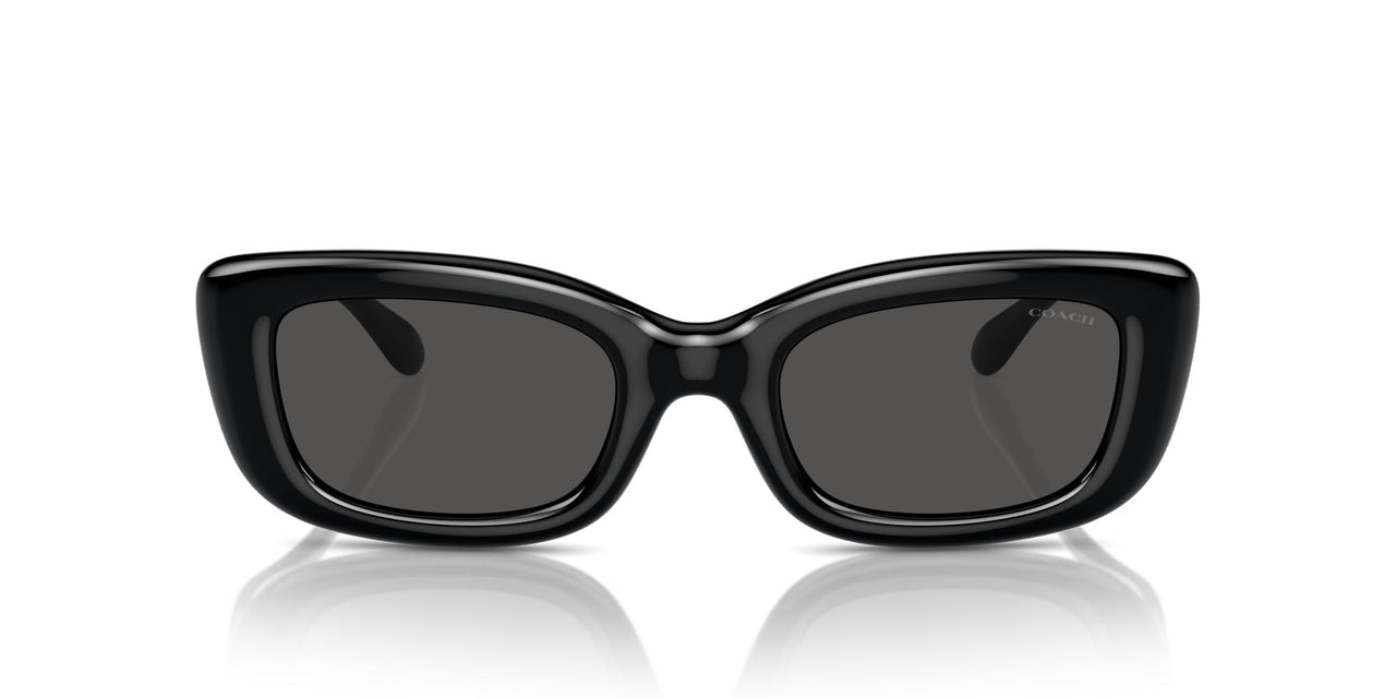 COACH Women's HC8390U Sculpted C Hardware Universal Fit Rectangular Sunglasses, Black/Grey Solid, 51 mm