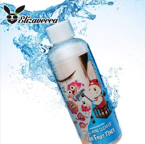 Elizavecca Hell Pore Clean Up Aha Fruit Toner 6.76 Ounces - Exfoliating Toner / Whiteheads, Pores and Uneven Skin / Water based Face Toner / Pore Cleaning / Exfoliating Face.
