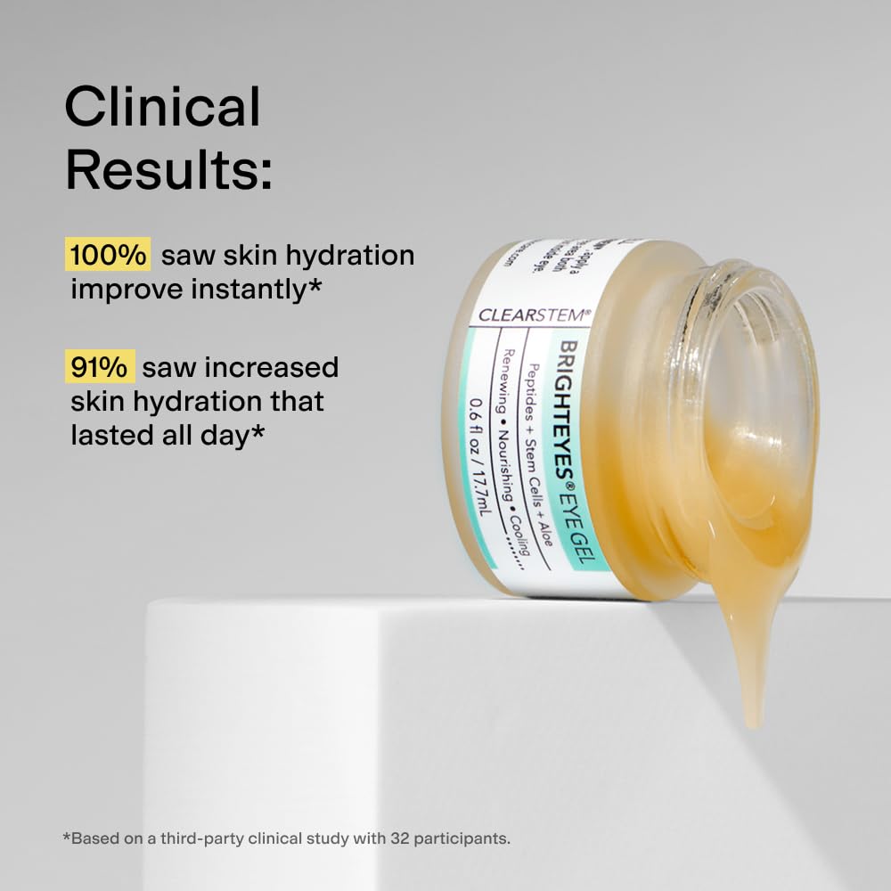 CLEARSTEM - BRIGHTEYES - Eye Gel - Nourishing Eye Cream - Cooling Gel - Stem Cells Blend - Peptides, Collagen, Aloe Vera - Gluten Free - Beauty, Self Care, Skin Care - 0.6 fl oz