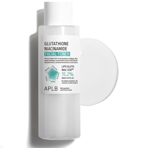 APLB Glutathione Niacinamide Facial Toner | LIPO GLUTA NIAC CEN™ 15.2% 5.41 FL.OZ/Korean Skincare, Replenishing Moisture, Revitalize for Gentle and Improve Skin Texture Through Niacinamide