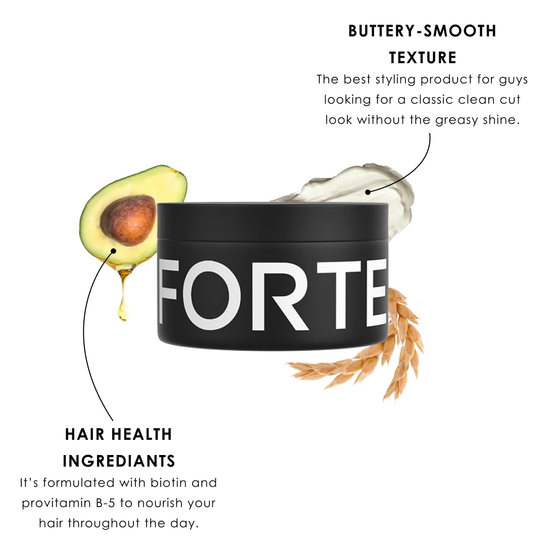 Forte Series Hair Pomade for Men, Medium Flexible Hold, Low Shine, 3 oz, Water Based for Slicked Back Hairstyles, Thick, Non-Greasy, by Alex Costa