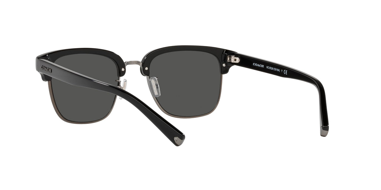 Coach HC8326 Sunglasses, Black/Gunmetal/Dark Grey Solid, 52 mm