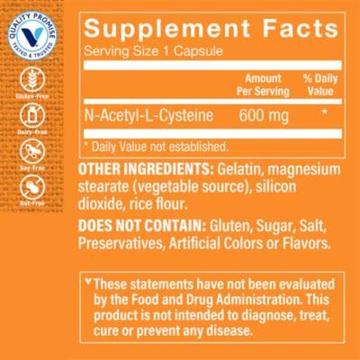 The Vitamin Shoppe NAC N-Acetyl-L-Cysteine - Promotes Overall Health, Immune & Antioxidant Support - 600 MG (150 Capsules)