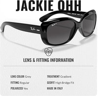 Thumbnail for Ray-Ban RB4101 JACKIE OHH POLARIZED Butterfly Shaped Sunglasses for Men & Women – Includes Official Rayban Eyewear Kit – Ideal Formal & Casual Wear Sunglasses – Grey Gradient Lens