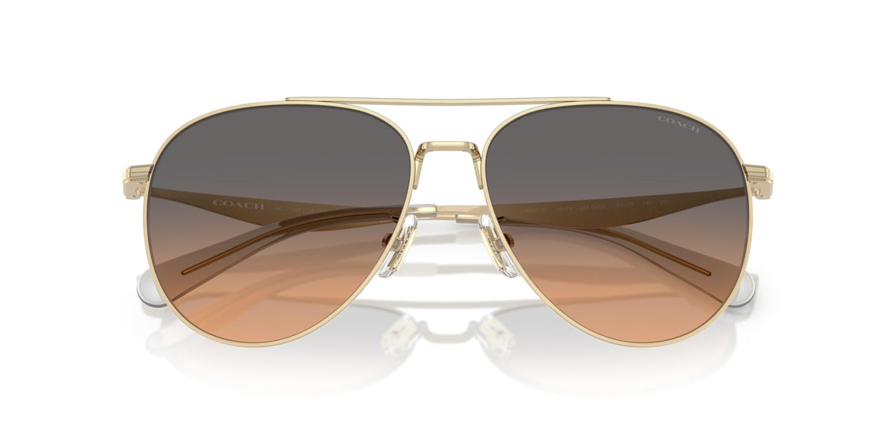 COACH Women's HC7169 Aviator Sunglasses, Shiny Light Gold/Smokey Peach Gradient, 57 mm
