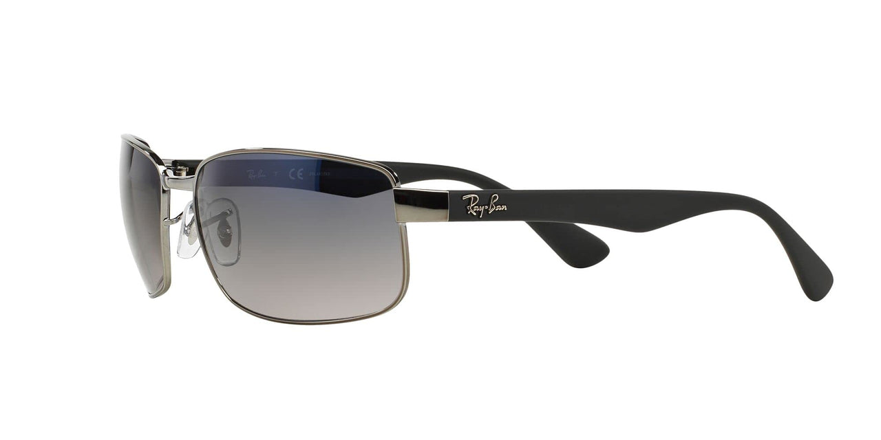 Ray-Ban RB3478 Rectangular Sunglasses, Gunmetal Frame/Blue Polarized Lens, 60 mm