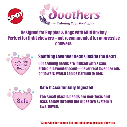 SPOT Soothers- Warm Hug Pal - Calming Plush Dog Toy with Lavender Scented Beads, Removable Squeaker, Microwavable Warming Pouch, Separation Anxiety Relief, for Medium to Large Dogs and Puppies, 10in