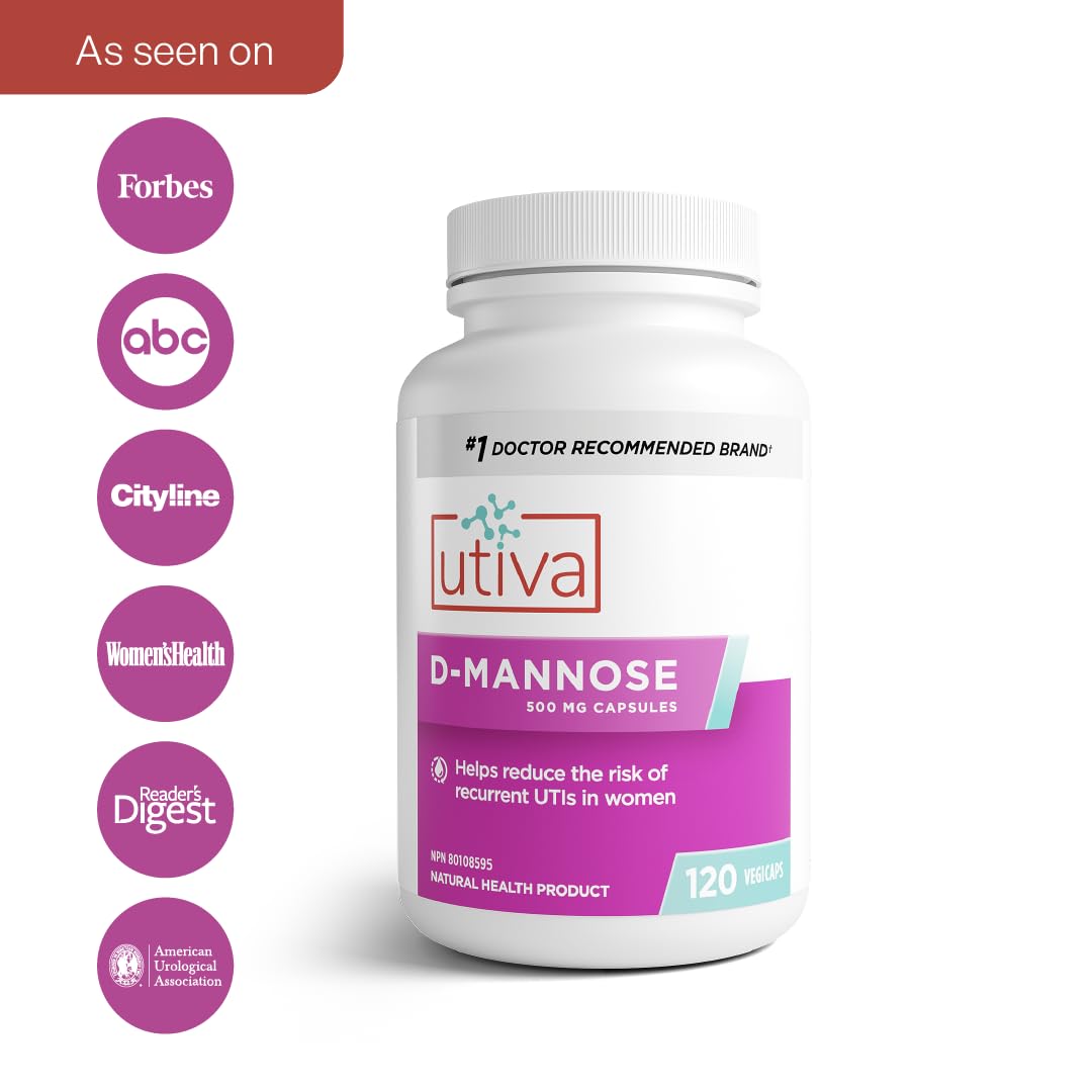 Szio+ Utiva D-Mannose 500mg Capsules – Naturally Flush The Bladder and Urinary Tract – UTI Avoidance – D Mannose Supplements for Women – Supports Urinary Tract Infection Treatments, 120 Capsules
