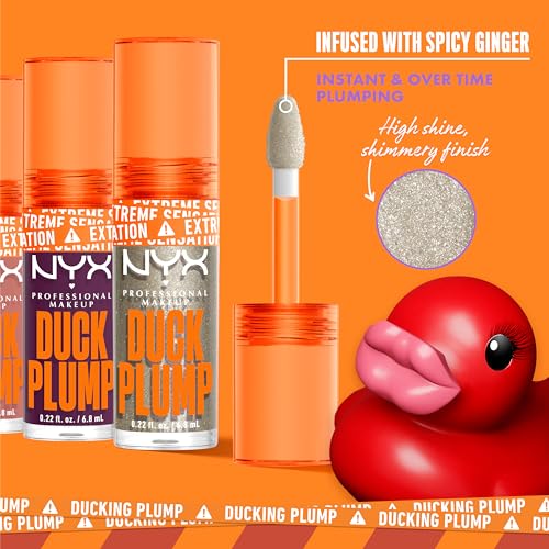 NYX PROFESSIONAL MAKEUP Duck Plump High Pigment Lip Gloss, Lip Plumper Gloss with Spicy Ginger - Flippin Slime