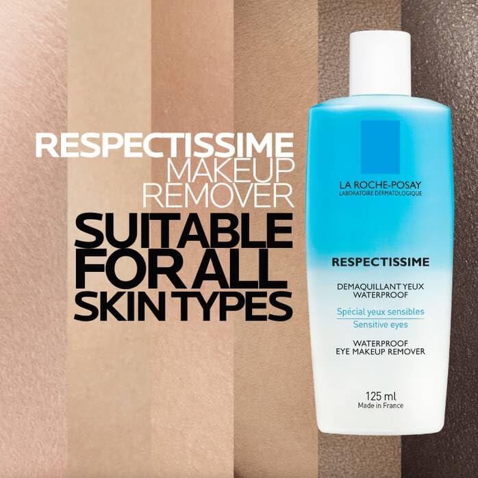 La Roche-Posay Respectissime Waterproof Eye Makeup Remover, Won't Irritate Sensitive Skin, Fragrance Free, 4.2 Fl Oz