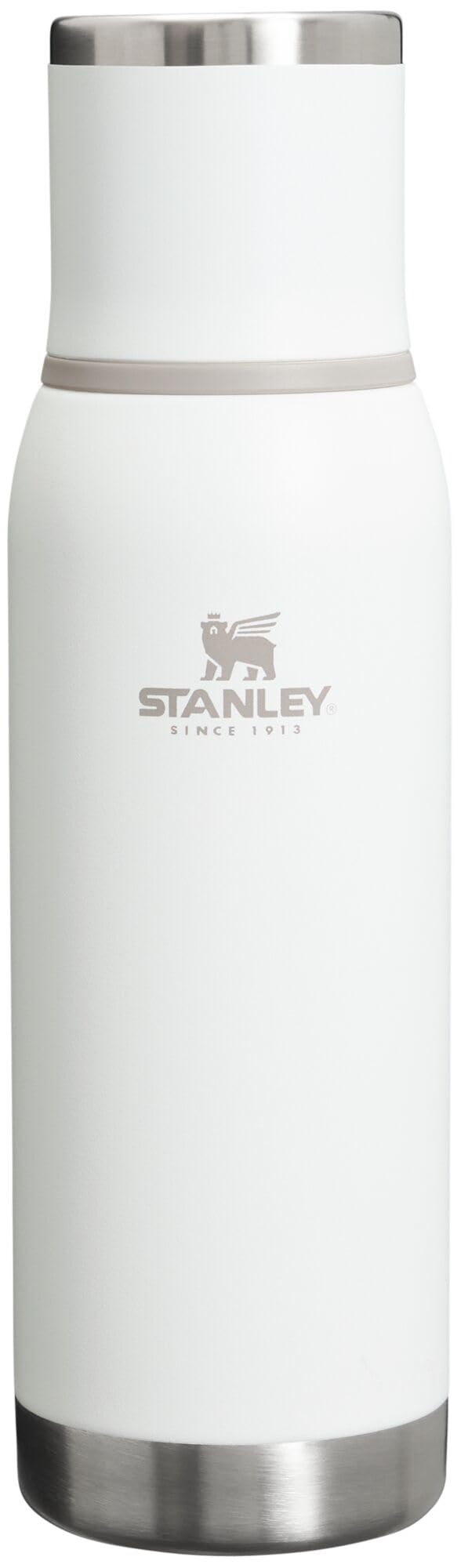 Stanley Adventure-To-Go Vacuum Bottle 25 oz | Wide Mouth with Leakproof Cup Lid | Keep Drinks Hot or Cold | Packable for Travel | Insulated Stainless Steel Thermos | BPA-Free | Frost White