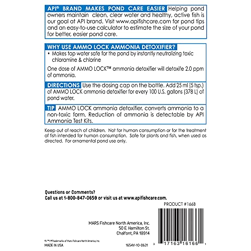 API POND AMMO-LOCK Ammonia detoxifier For Pond Water 16-Ounce Bottle