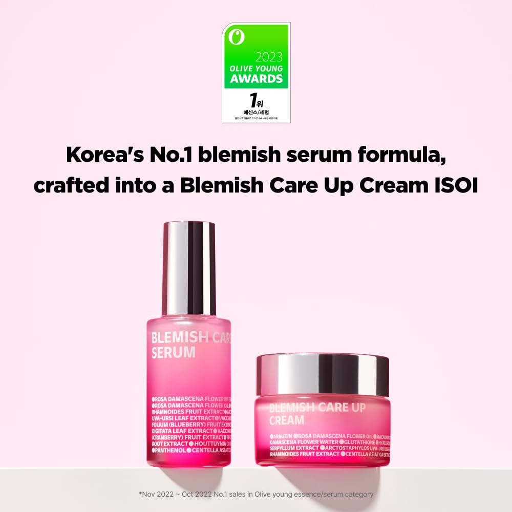 ISOI Blemish Care Up Cream, Hydrating & Skin Barrier Care with Bulgarian Rose Oil & 5-Layer Hyaluronic Acid, Korean Skin Care Acne (1.86 fl.oz, 55ml)
