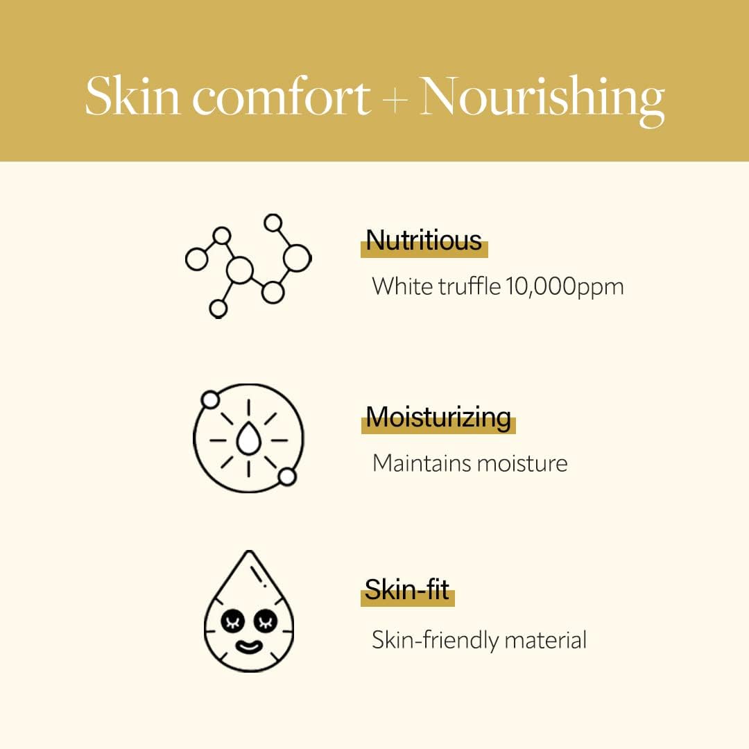 d'alba Piedmont Italian White Truffle Nourishing Mask 5pcs, Vegan Skincare, Nourishing Sheet Mask for Dry and Tired Skin, Deep Hydration Mask, Korean Skin Care