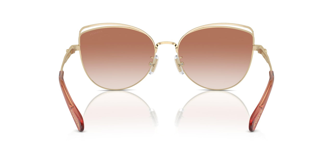 COACH Women's HC7162 Cat Eye Sunglasses, Shiny Light Gold/Nutmeg/Amber Gradient, 57 mm
