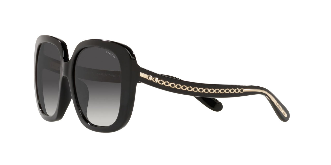 Coach HC8323U Universal Fit Sunglasses, Black/Light Grey Black Gradient, 56 mm
