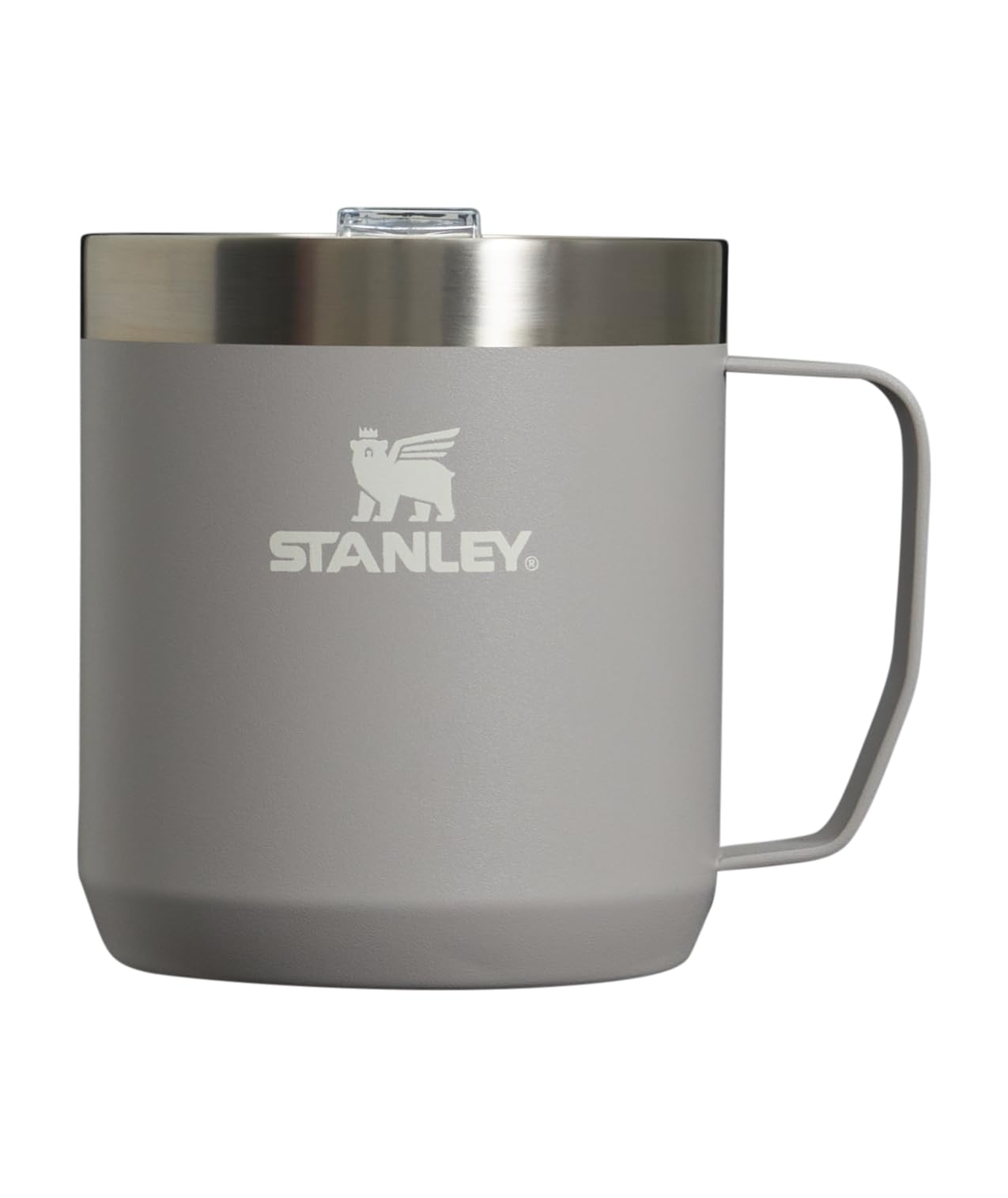Stanley Stay-Hot Camp Mug 12 oz | Press Fit Drink Through Lid | Cup for Coffee, Tea and Drinks | Insulated Stainless Steel Coffee Mug | BPA-Free | Ash 2.0