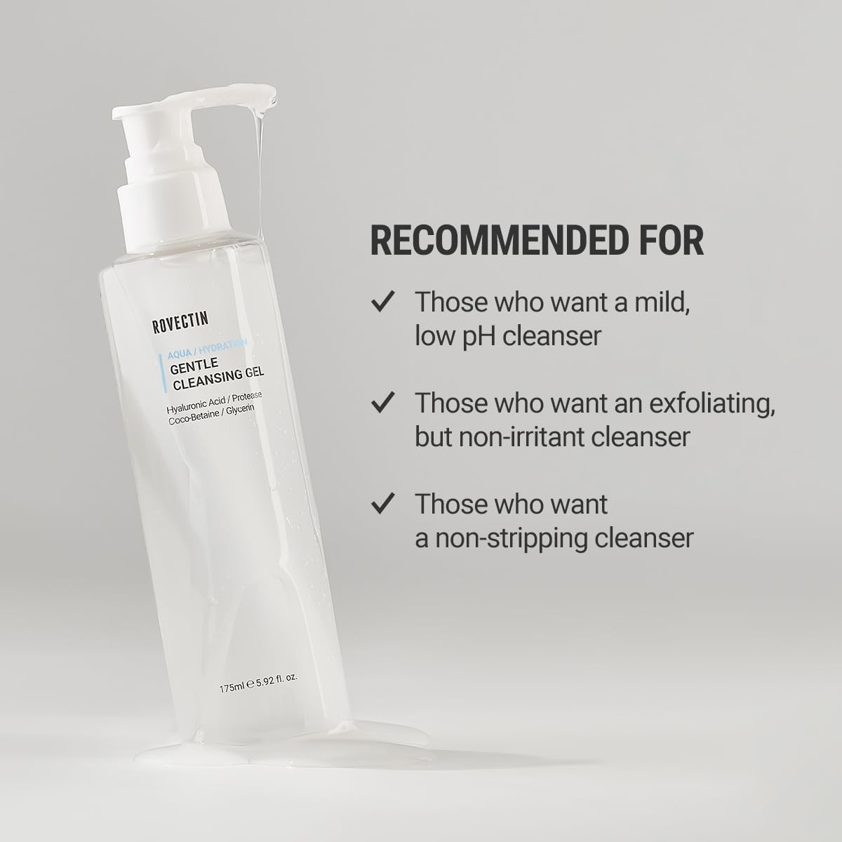 ROVECTIN Calming Lotus Water Cream (2.1 fl.oz, 60ml) Moisturizer + Aqua Cleansing Gel (5.9 fl. oz, 175ml) pH| Bundle [2 Pack]