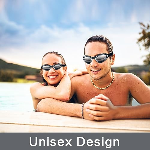 Hurdilen Swim Goggles Swimming Goggles No Leaking with Nose Clip, Earplugs, Swim Cap and Case for Men Women