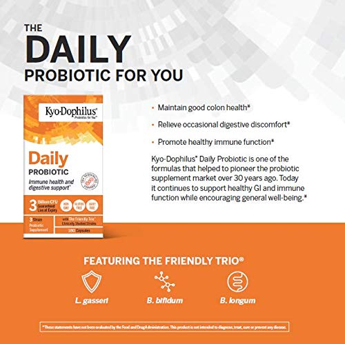 Kyolic Kyo-Dophilus Daily Probiotic, Immune Health & Digestive Support*, 180 Capsules