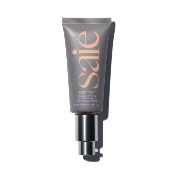 Saie Slip Tint Tinted Moisturizer with SPF 35 - Light Coverage, Glowy Skin Tint & Mineral Sunscreen for Face with Hydrating Hyaluronic Acid - Summer Makeup Essential - Shade Three (1.35 oz)