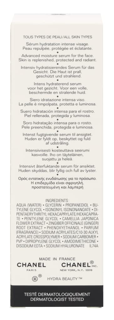 CHANEL Hydra Beauty Micro Serum Intense Replenishing Hydration for Unisex, 1.7 Fl Oz