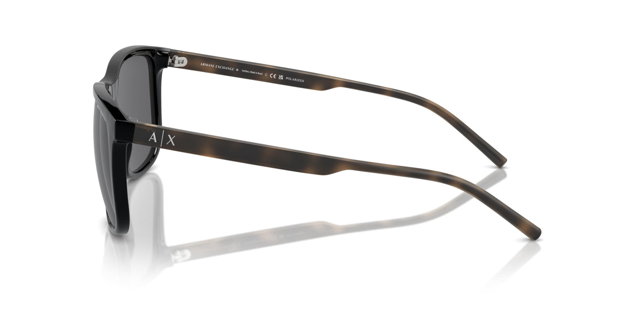 A|X ARMANI EXCHANGE Men's AX4070S Square Sunglasses, Black/Grey Polarized, 57 mm