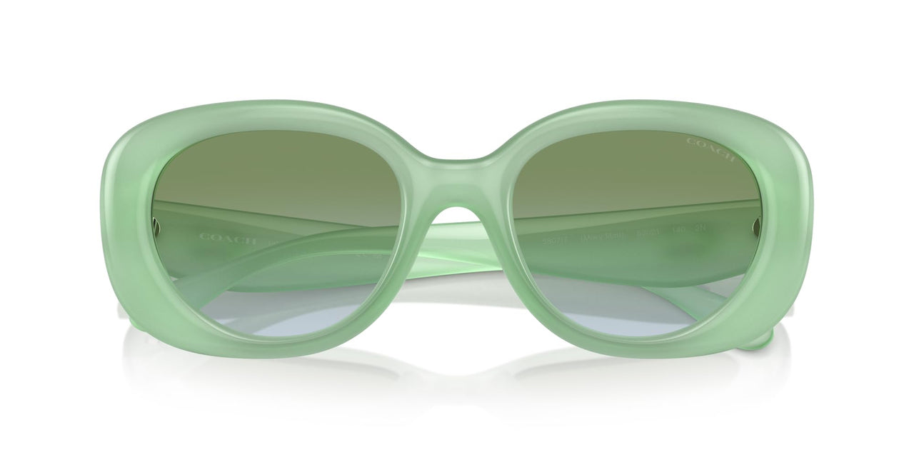 COACH Women's HC8391U Sculpted C Hardware Universal Fit Oval Sunglasses, Milky Mint/Green Blue Gradient, 53 mm