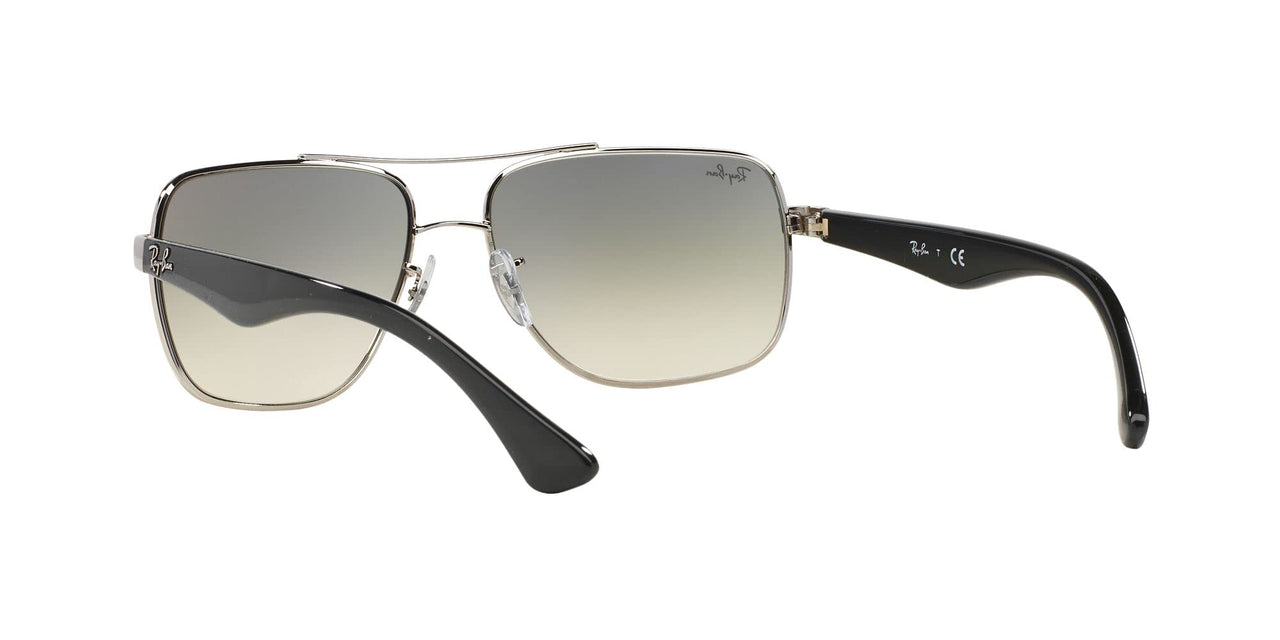 Ray-Ban Men's RB3483 Metal Square Sunglasses, Silver/Grey Gradient, 60 mm