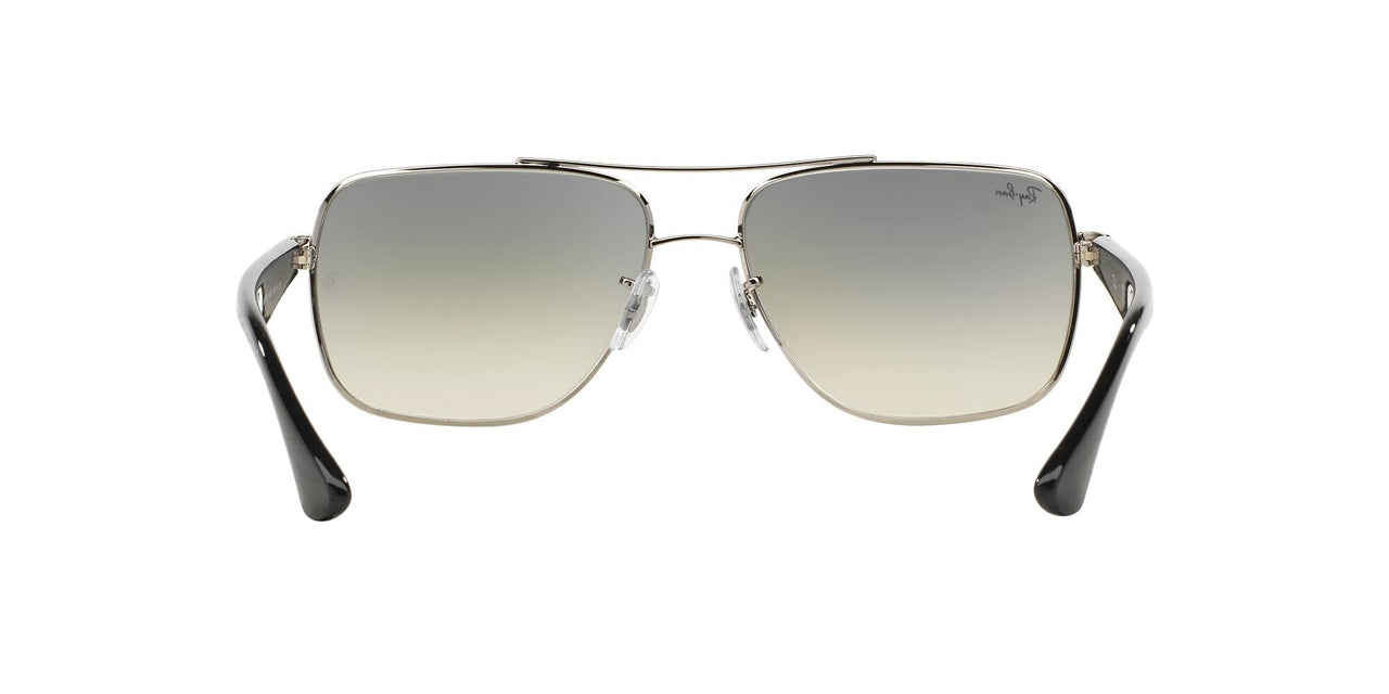 Ray-Ban Men's RB3483 Metal Square Sunglasses, Silver/Grey Gradient, 60 mm