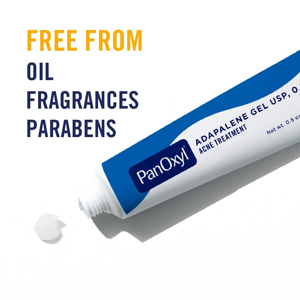 PanOxyl Adapalene 0.1% Leave-On Gel, Retinoid Gel Acne Treatment, 30-Day Supply, Acne Prone Skin, Oil Free, Fragrance Free, Paraben Free, 0.5 oz